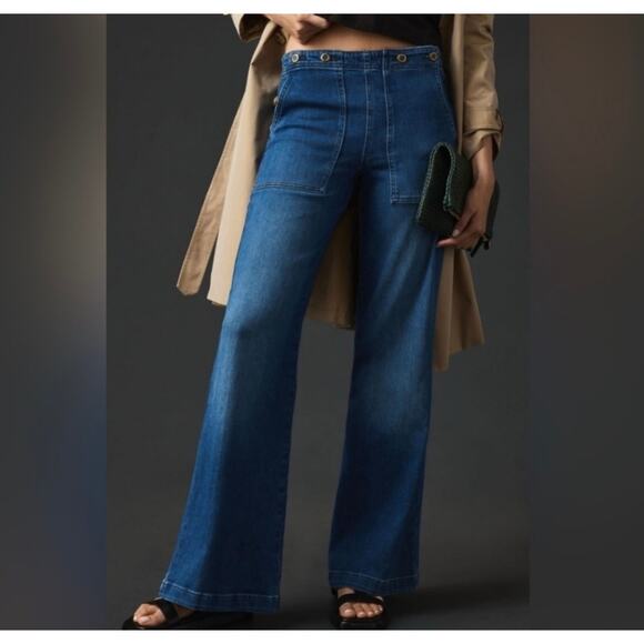 Anthropologie Pilcro The Kit High-Rise Wide-Leg Utility Trouser Jeans - Picture 1 of 11